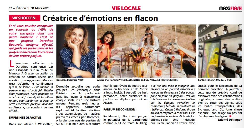 article de presse journal maxi flash sur atelier d'O - Créatrice d'émotions